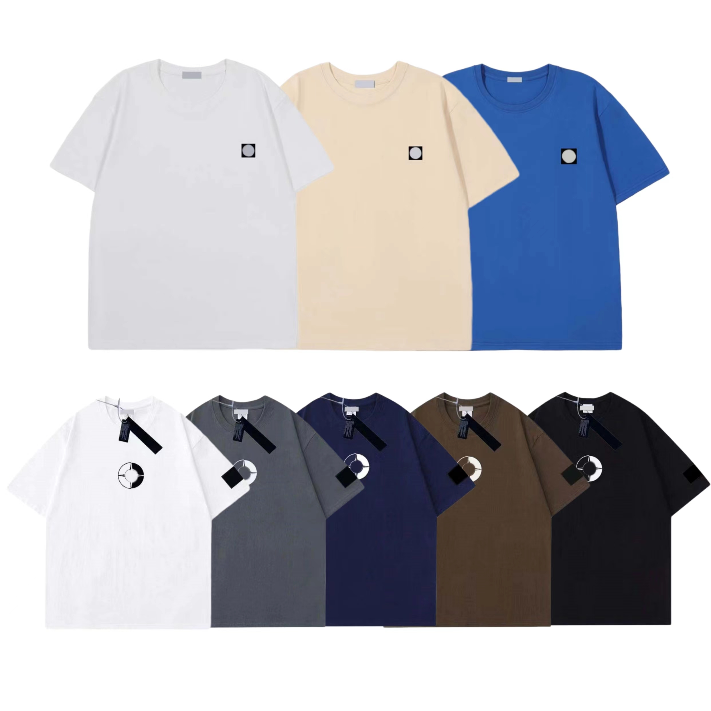 

Men Designer t shirt Geometric Badges Pattern T Shirt Women tshirt Summer Trend letter Short Sleeve Casual shirts Top round neck High Street tee Stone Island shirt, 18