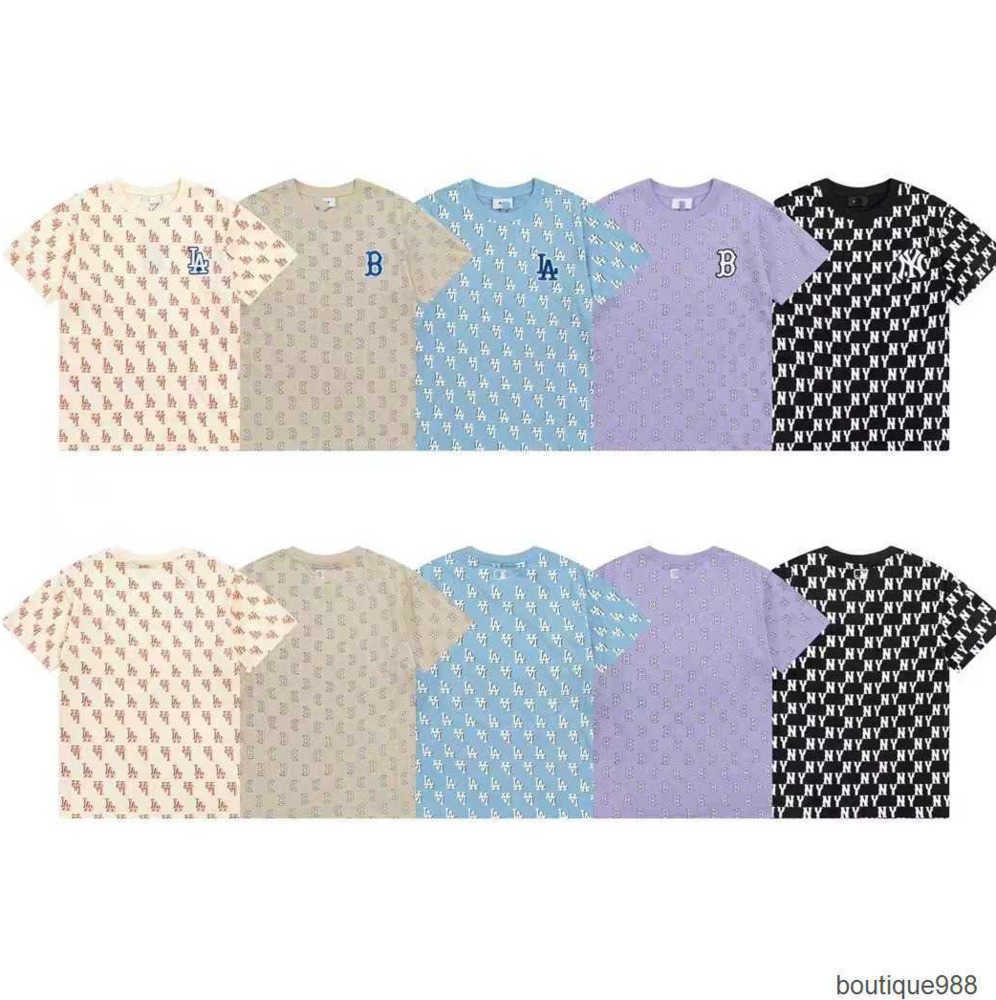 The correct version of the Korean NY trendy brand new Yankees old flower full print short sleeved men and women's loose casual sports for coupl