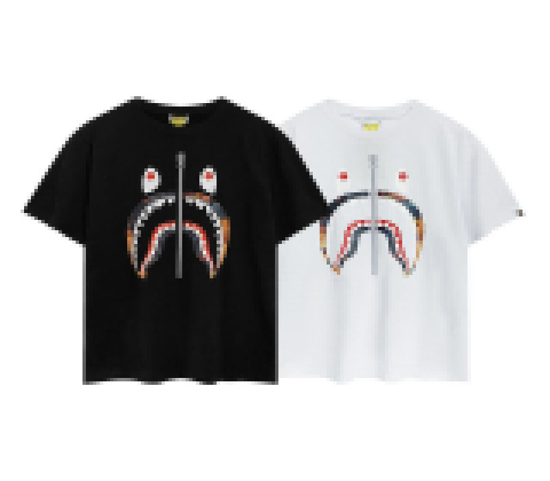 

New A Bathing Ape popular logo youth shark head printing T-shirt men leisure loose hip-hop with short sleeves