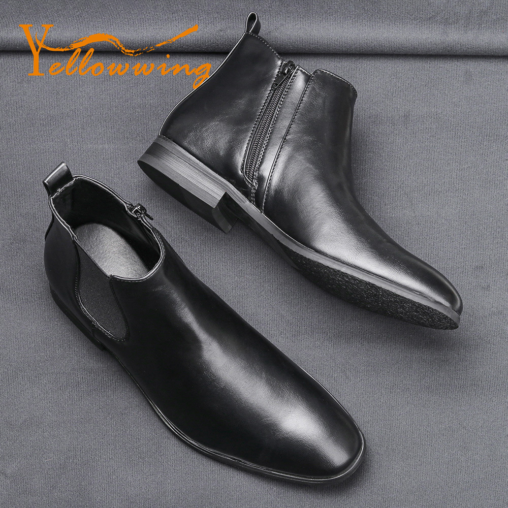 Chaussures de sécurité Sepatu bot kulit Chelsea pria ukuran 39 48 dengan ritsleting Fashion bottine jusqu'à DX213 230517