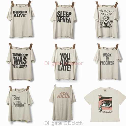 

Designer Fashion Clothing Tees Tshirt Correct Version of Galleryes Depts New Slogan Tear Print American Niche Men Womens Loose Fitting Short Sleeved Tshirt Tops for, Cement apricot see