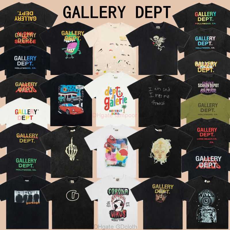 

Designer Fashion Clothing Tees Tshirt High Street La Galleryes Depts Wearing Vintage Wash Old Fog Loose Couple Short Sleeve Tshirt Luxury Casual Tops Streetwear Roc, Green letters wash black