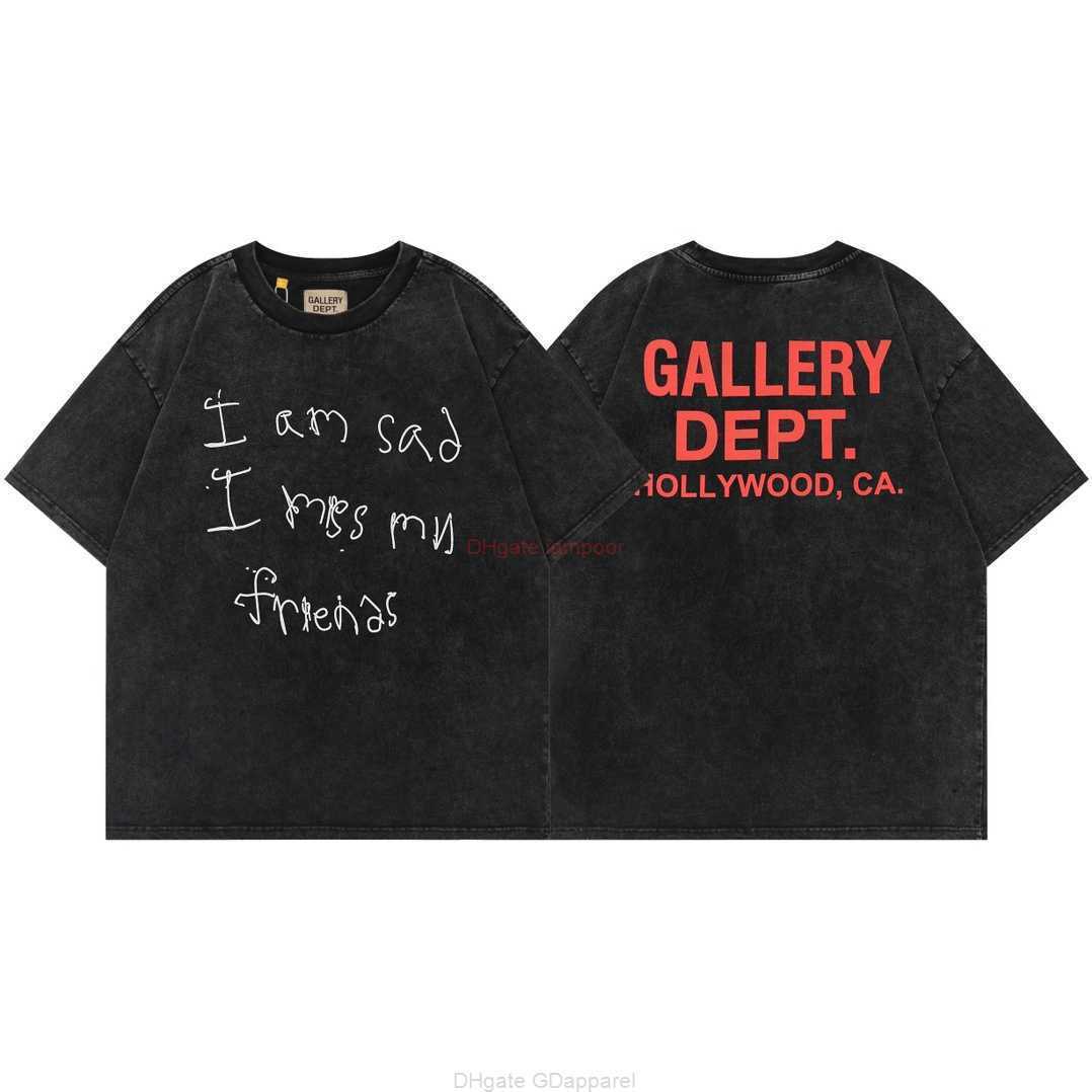 

Designer Fashion Clothing Tees Tshirt Three Complete Labels 23ss Galleryes Depts Letter Graffiti Printed Short Sleeved Washed Old High Street Tshirt Luxury Casual, Black