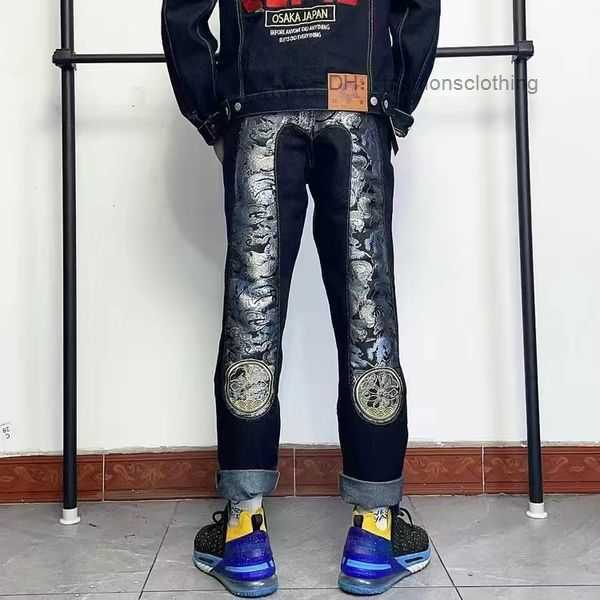

Men's Pants Harajuku Y2k Casual Evisus Jeans Embroidered Baggy Straight Wide Leg Trousers for Men High Street Hip Hop Streetwear 7 N8x6