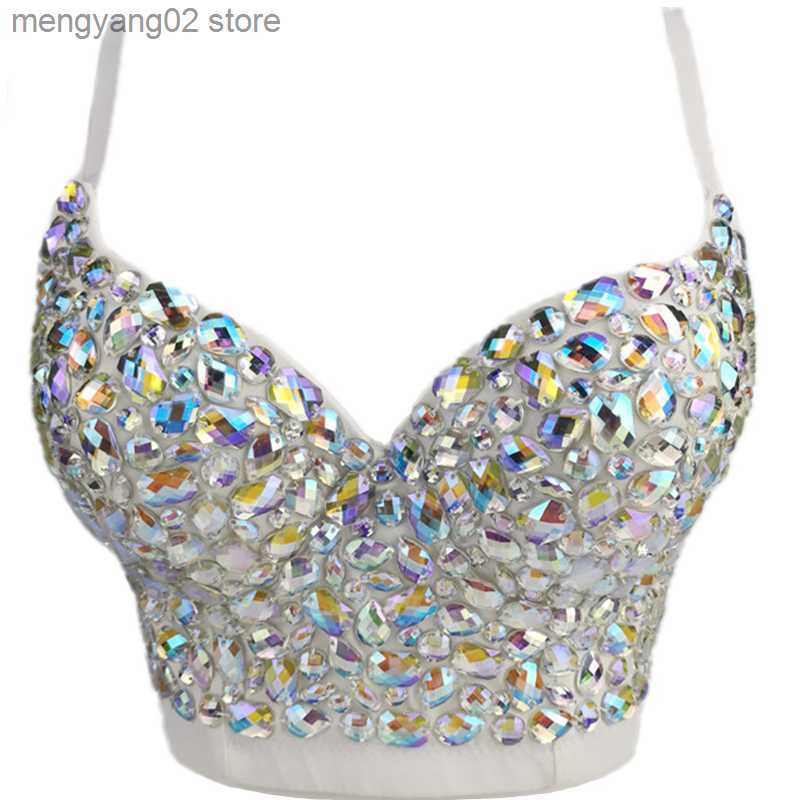 Women's Tanks Camis Handmade Diamond Rhinestone Party Tank Tops Quality Clothes Women Crop Top Y2K Fashion Luxury Club Corset Woman Shaper C-image-866805379