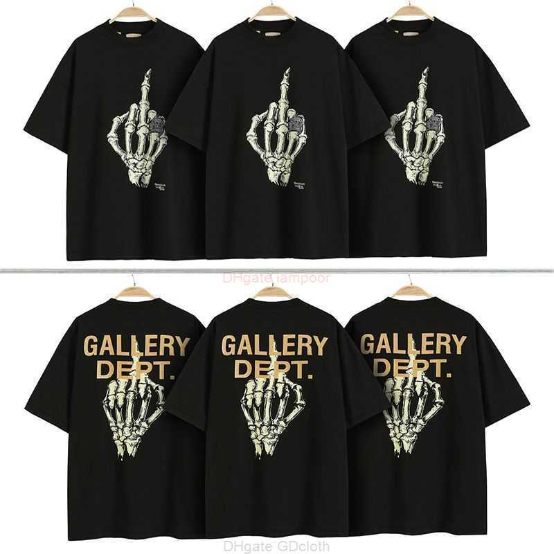 

Designer Fashion Clothing Tees Tshirt Galleryes Depts Tee Gilded Letter Skeleton Hand Bone Ring Printed Round Neck Loose Mens Womens Short Sleeve Tshirt Tops for sal, Black