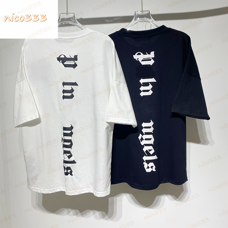 

23ss New t shirt vertical striped foam letter print pattern cotton round neck loose versatile street men womens short sleeve, #02