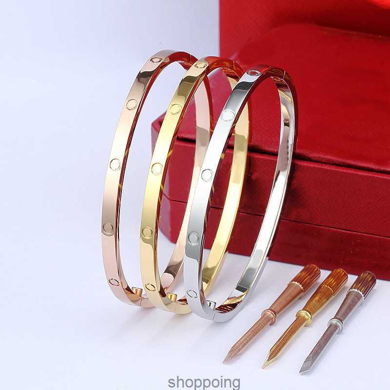 

4mm Thin 6th Steel Designer Women Men Love Bracelet Bangles Silver Rose Gold Screw Screwdriver Nail Bangle Couple Jewelryyfdg