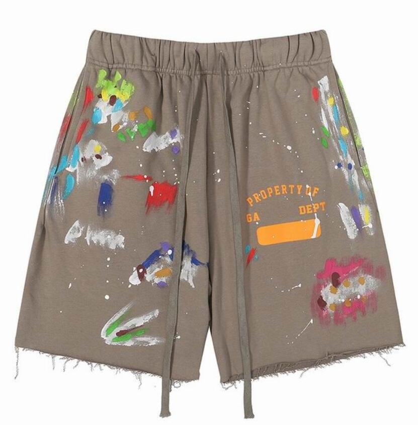 

2023 Men's Shorts American Fashion Brand galleryes Depts Hand-painted Splash Printing Pure Cotton Terry Shorts Fog High Street 5-point Casual Pants, Q1111