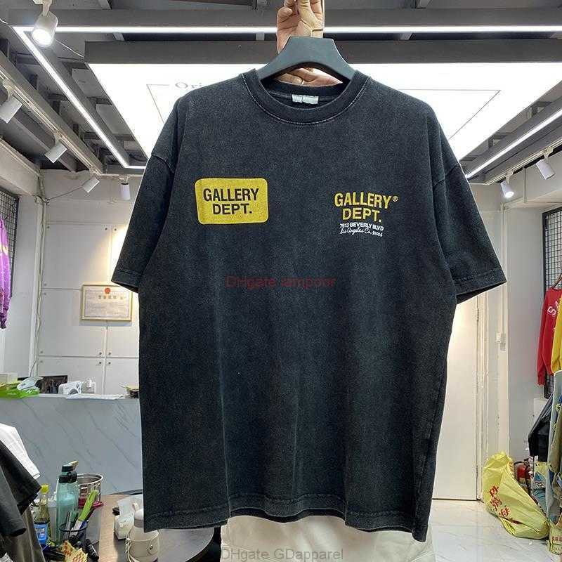 

Designer Fashion Clothing Tees Tshirt Street Galleryes deptes Lettered Print Loose Wash Used Short Sleeve Crew Neck Summer Tshirt Luxury Casual Tops Streetwear Roc, Black is an old color