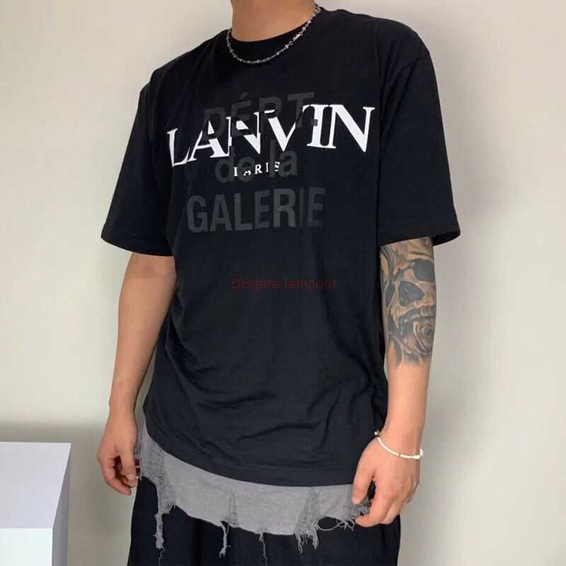 

Designer Fashion Clothing Tees Tshirt High Version Galleryes Depts Langfan Co Branded Overlapping Letters Lanvin Black Mens Womens Short Sleeved Tshirt Tops for sa, Beige