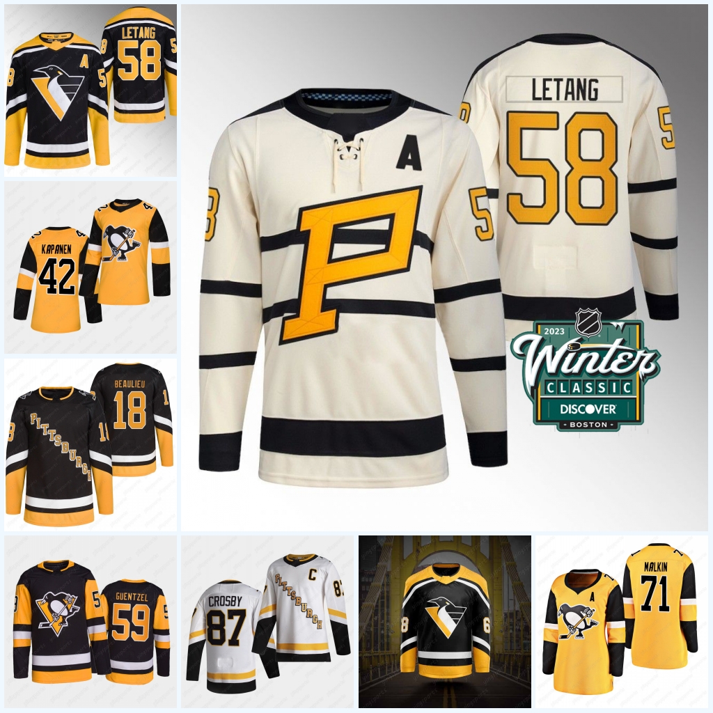 

Winter Classic Hockey Jersey #58 Kris Letang 59 Jake Guentzel 71 Evgeni Malkin 87 Crosby 35 Tristan Jarry 67 Rickard Rakell 77 Jeff Carter Zucker Brian Dumoulin Zucker, Black3 mens s-xxxl