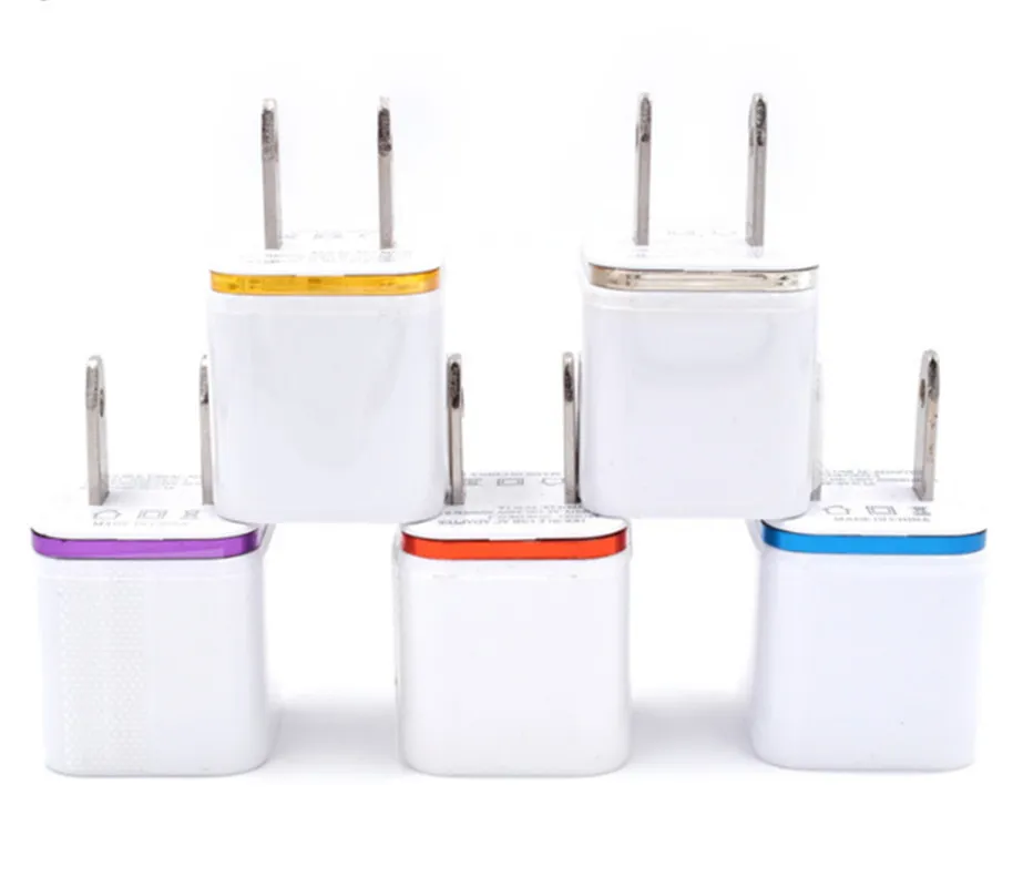 

Top Quality 5V 2.1 1A Double USB AC Travel US Wall Charger Plug many colors to choose very popular all over the world fastshipping