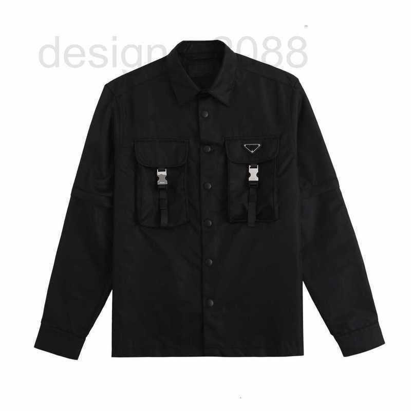 

Women' Blouses & Shirts designer Couple' Triangle Pocket Ribbon Tooling Disassembly Long Sleeve for Men Women QEA8, Black
