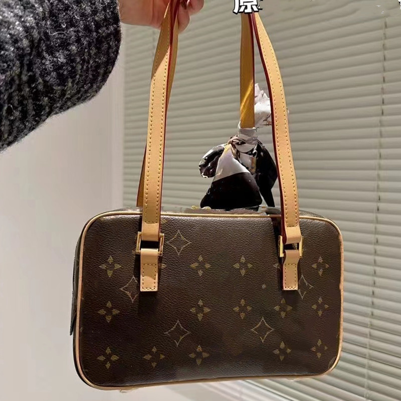 

New Open Smile Toast Bag French Print Pillow Bag Fashion Simple Shoulder Bag, Brown