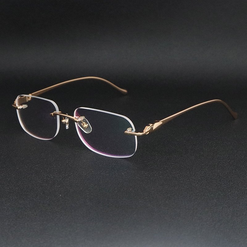 

Latest Fashion Metal Large Square Frames Rimless Eyewear Male and Female Glasses Luxury Protection Eyeglasses Can be equipped with lenses with degrees Eyewear