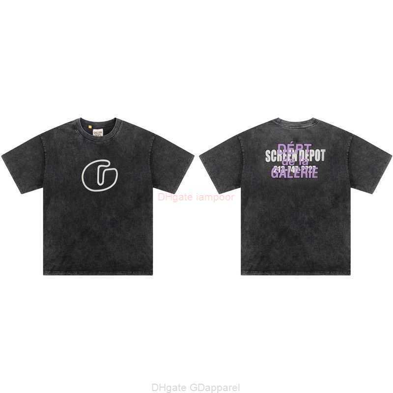 

Designer Fashion Clothing Tees Tshirt Galleryes Depts Summer American High Street Wash Old Overlap Letter Print Short Sleeve Men's Women's T-shirt Luxury Casual Tops