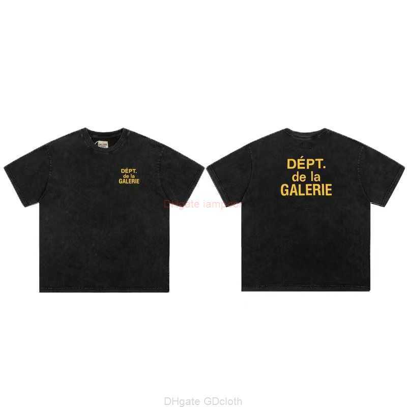 

Designer Fashion Clothing Tees Tshirt Galleryes Depts Popdada Production Foundation High Street French Alphabet Used Washed Short Sleeve Tshirt Luxury Casual Top, Black
