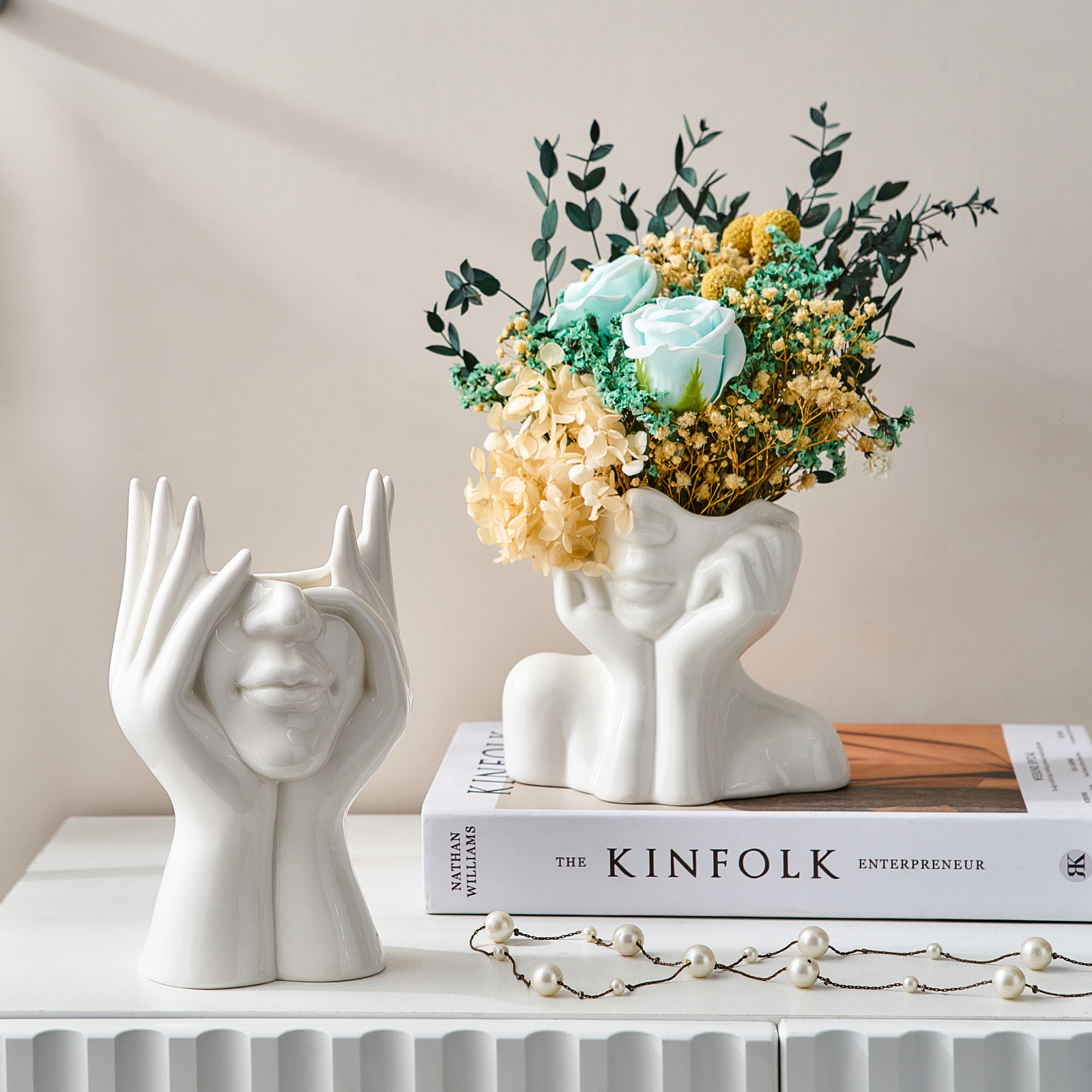 Decorative Objects Holders ceramic vase sculpturesfor interior room decor  Decorative sculptures for home living room decoration statue 230516