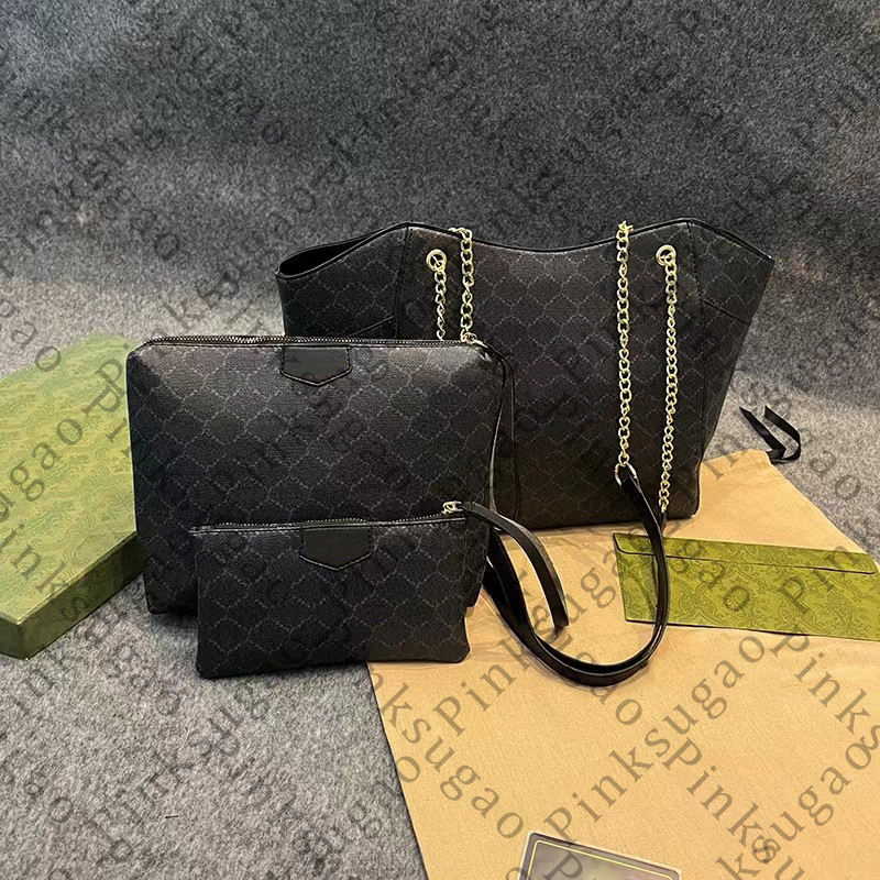 

Pink Sugao women shoulder bag tote chain bag with clutch bag wallet fashion high quality large capacity purses handbag shopping bags 3pcs/set sisi-230516-48, Black flower