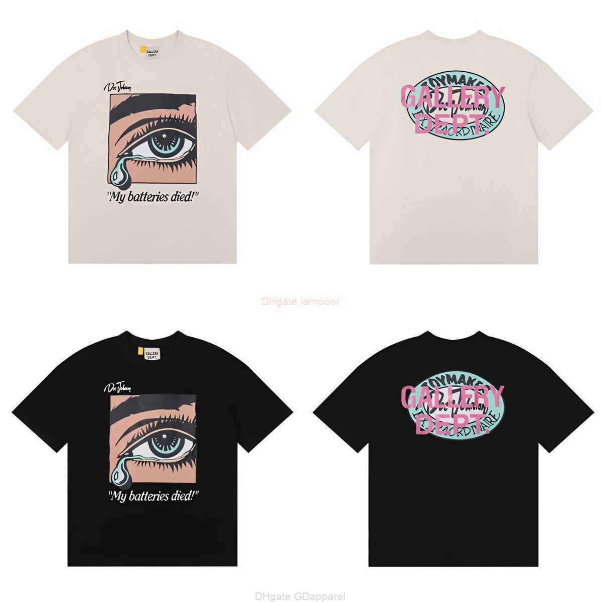 

Designer Fashion Clothing Tees Tshirt American Trend Brand Galleryes Depts High Street Casual Pink Stamping Letter Printing Double Yarn Pure Cotton Short Sleeve, Black