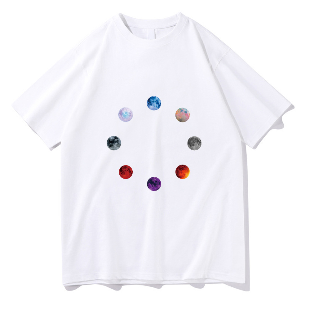 

Designer T-shirt Boys and Girls Short Sleeve Women's Fashion Moon Print Loose casual Harajuku Ton Sleeve Women's Breathable Casual XS-XXXXL white6, Choose the following color as the standa