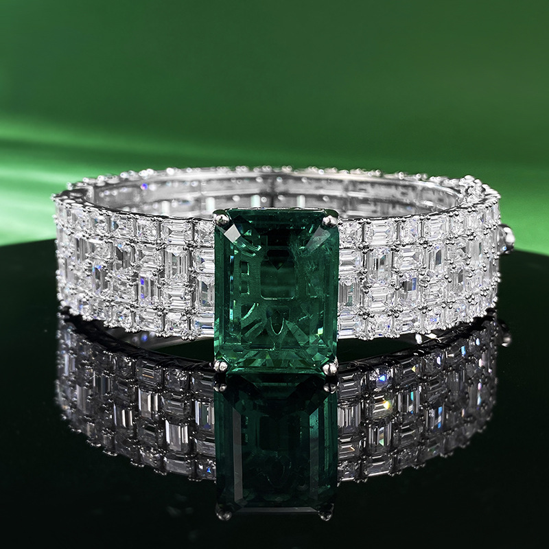 Trendy 20ct Sapphire Diamond Bangle Bracelet 100% Real 925 Sterling Silver Wedding Bracelets for Women Men Engagement Jewelry