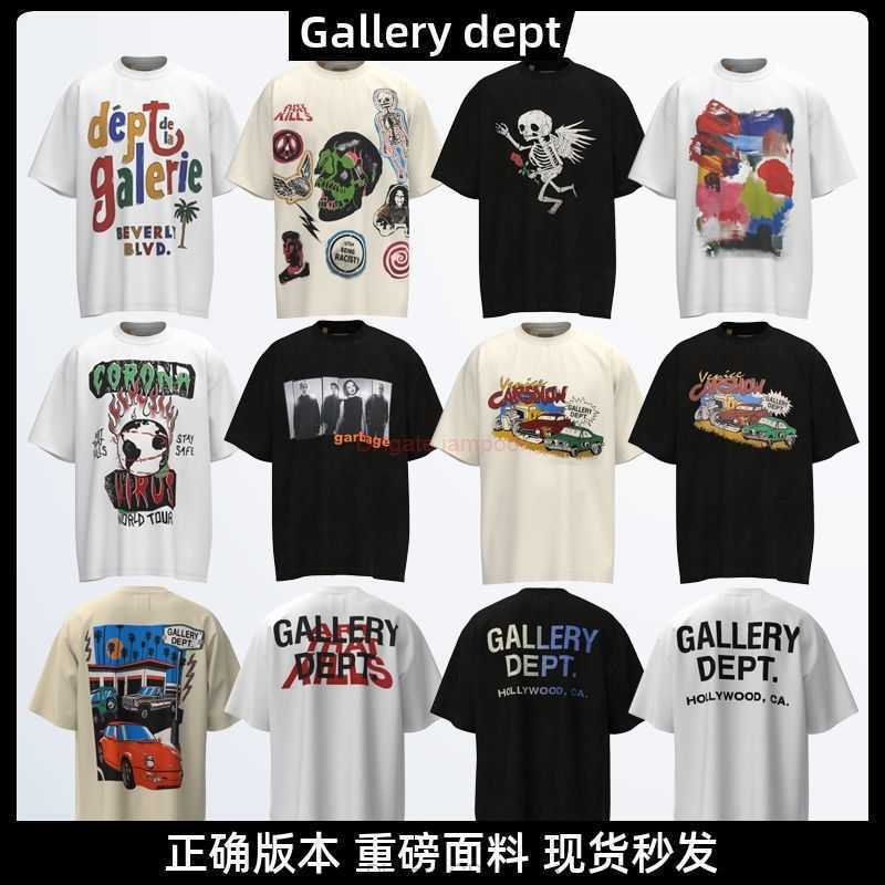 

Designer Fashion Clothing Tees Tshirt Galleryes Depts American Street Graffiti Print Short Sleeved Summer Loose Vintage Rock Tshirt for Men Women Casual Streetwea, Wash black inverted letters