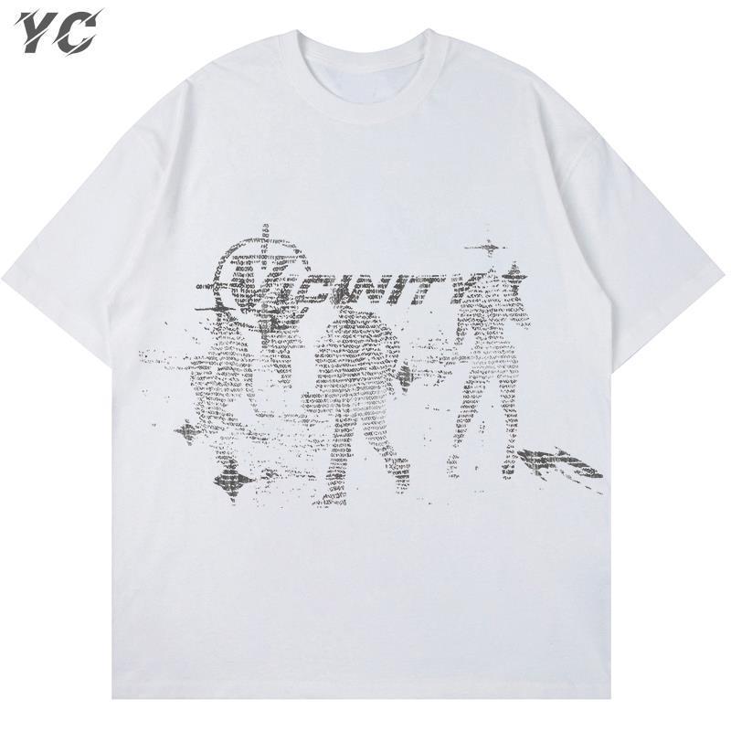 T-shirts pour hommes T-shirt surdimensionné gothique vintage Harajuku Hip Hop Tops Esthétique Graphique Imprimer Y2k Vêtements Streetwear Mode T-