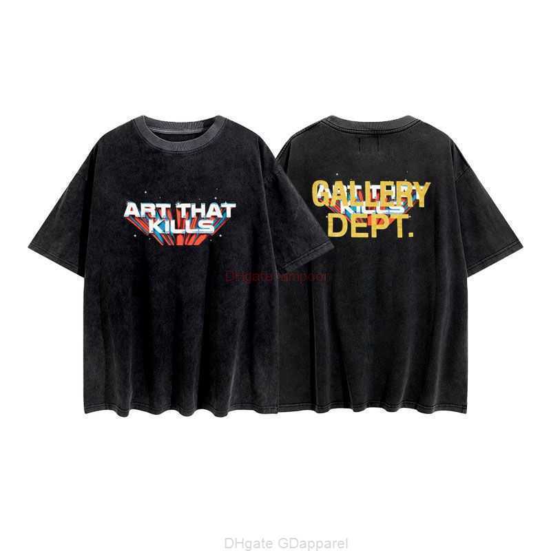 

Designer Fashion Clothing Tees Tshirt American Fashion Galleryes Depts Art That Kills Projection Printing Wash Used Short Sleeve Tshirt Men Women Luxury Casual Top, Black pg69121