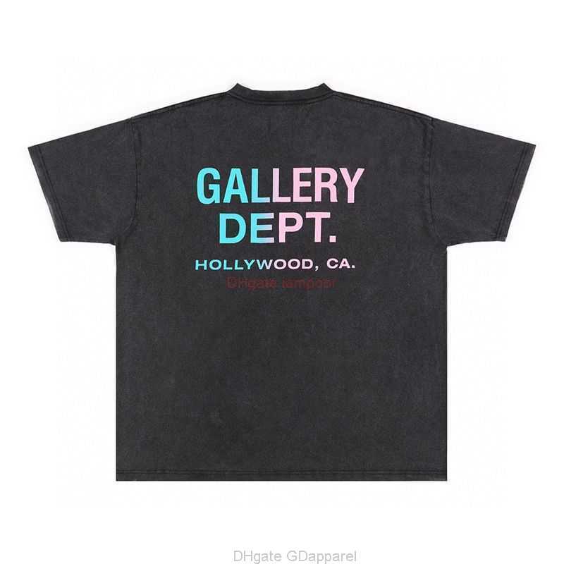 

Designer Fashion Clothing Tees Tshirt Niche Fashion Galleryes Depts Pocket Wash Used Gradient Letters Cotton Short Sleeve Tshirt Male Female Students Luxury Casua, Black g836