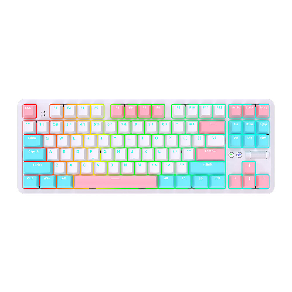 

K870T PRO Mechanical Keyboard 87 Keys PBT Keycaps Hot Swappable Triple Mode Type-C Wired bluetooth5.0 2.4G Wireless RGB Backlit Gaming Keyboard
