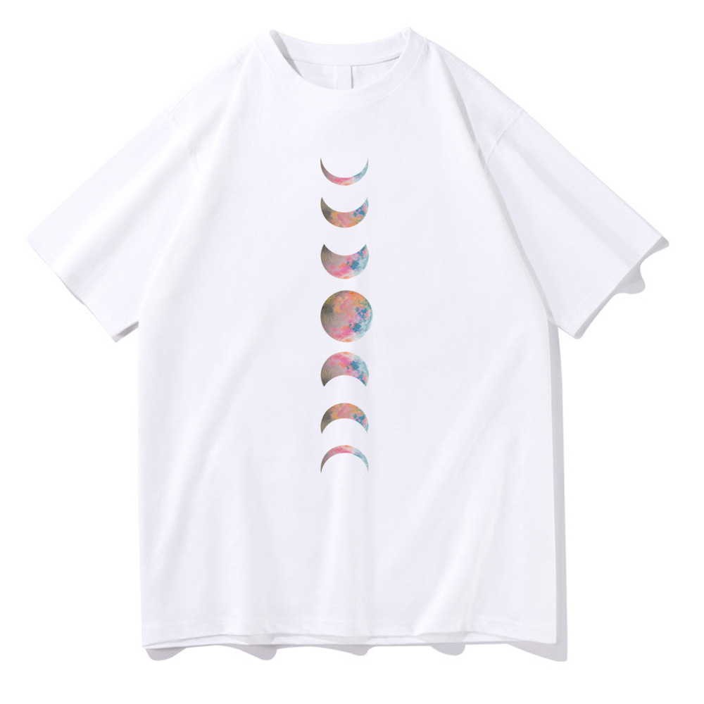

Designer T-shirt Boys and Girls Short Sleeve Women's Fashion Moon Print Loose casual Harajuku Ton Sleeve Women's Breathable Casual XS-XXXXL white11, Choose the following color as the standa