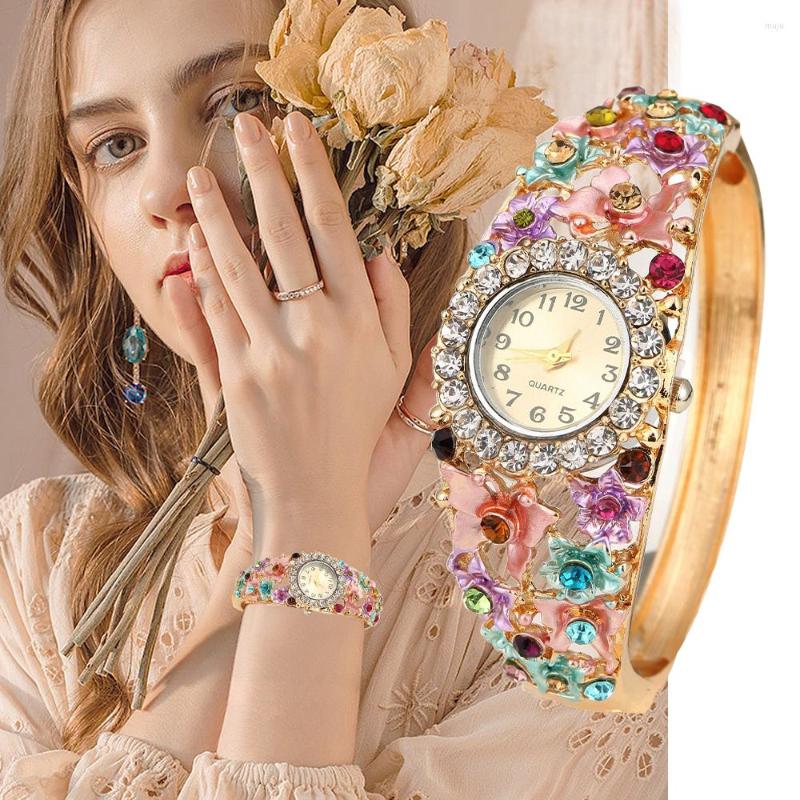 

Wristwatches Women Watches Luxury Diamonds Bracelet 2023 Elegant Multicolour Rhinestone Ladies Dress Fashion Clock Montre Femmes, Brown