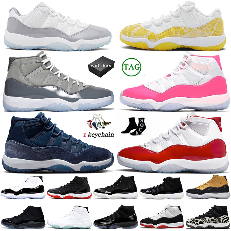 

With Box DMP Cherry 11s Pink Mens Basketball Shoes Retro Jumpman 11 Jordens11 Cool Grey Midnight Navy Sneakers High Bred 25th Anniversary Cement Women Men Trainers, D36 low cool grey 40-47