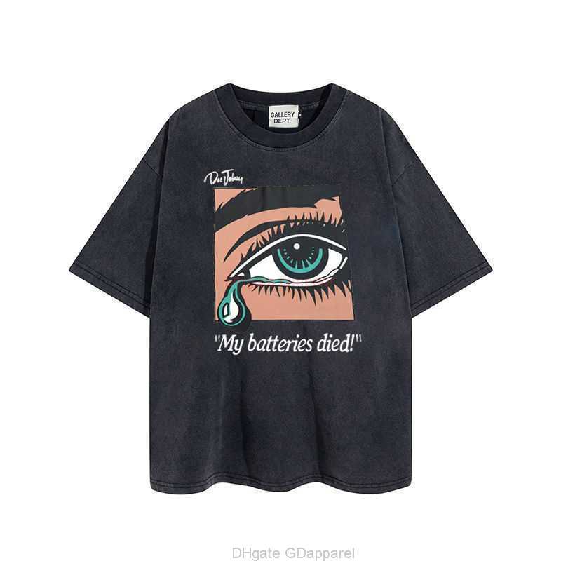 

Designer Fashion Clothing Tees Tshirt Galleryes Depts New Heartbreaking Tearful Girl Print Summer Loose Worn Men's Women's Short Sleeve T-shirt Luxury Casual Tops, Black wash used