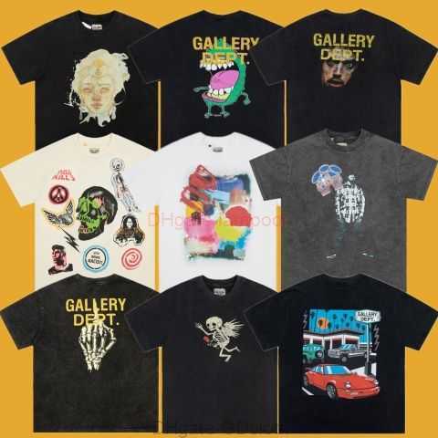

Designer Fashion Clothing Tees Tshirt Galleryes Depts Fashion Brand American Style Wash Old Summer Vintage Loose High Street Short Sleeve T-shirt Men Tops for sale, Water washed black idol