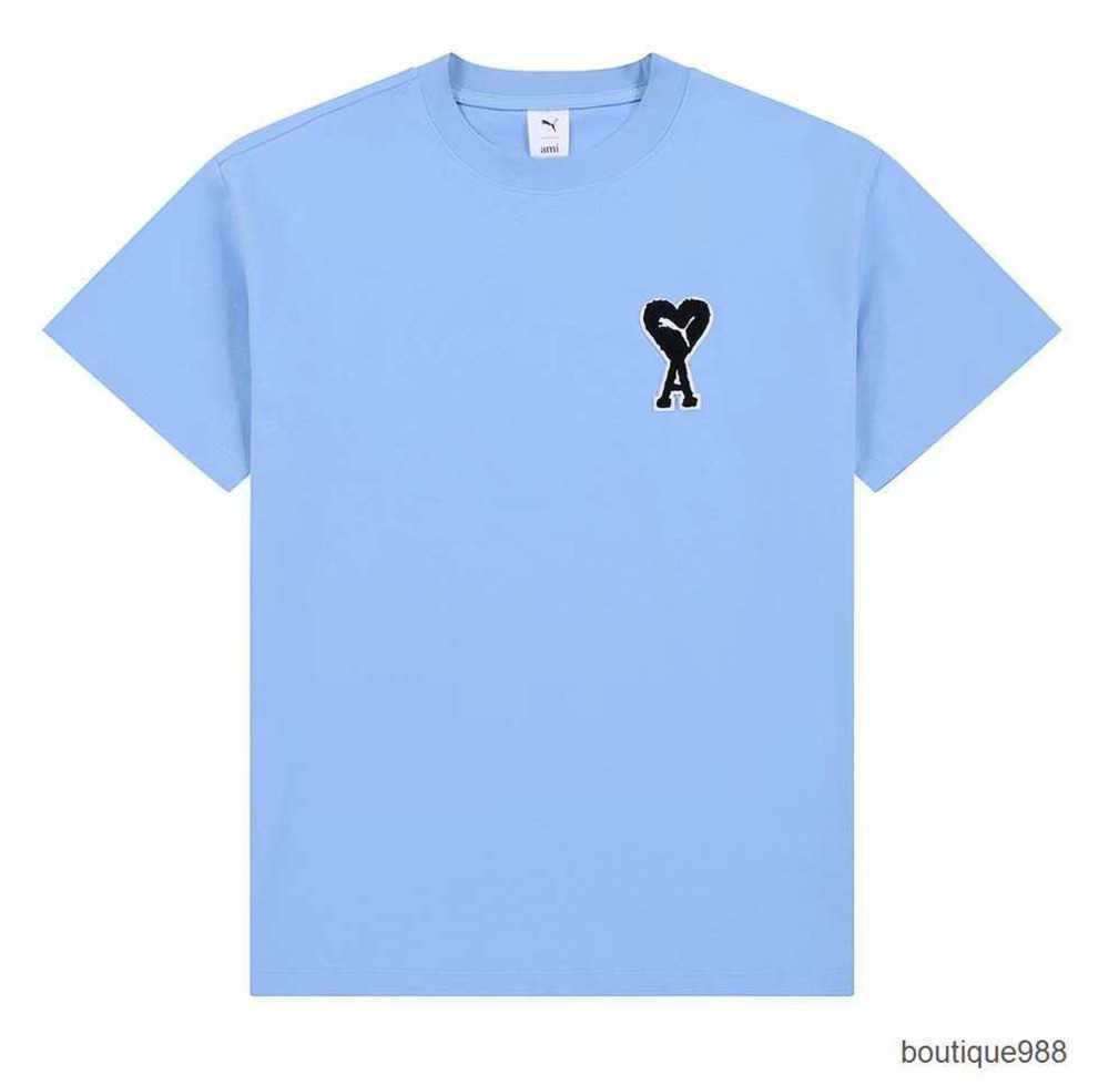 

designer Amis Paris Classic Love Round Neck Sleeve Relaxed Casual Men's Women's Summer Fashion T shirt, Orange-red