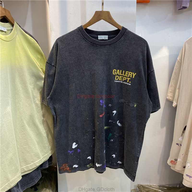 

Designer Fashion Clothing Tees Tshirt Hip Hop Galleryes Depts Letter Speckled Ink High Street Vintage Couple Loose Short Sleeve Tshirt Fashion Casual Streetwear To, Creamy-white