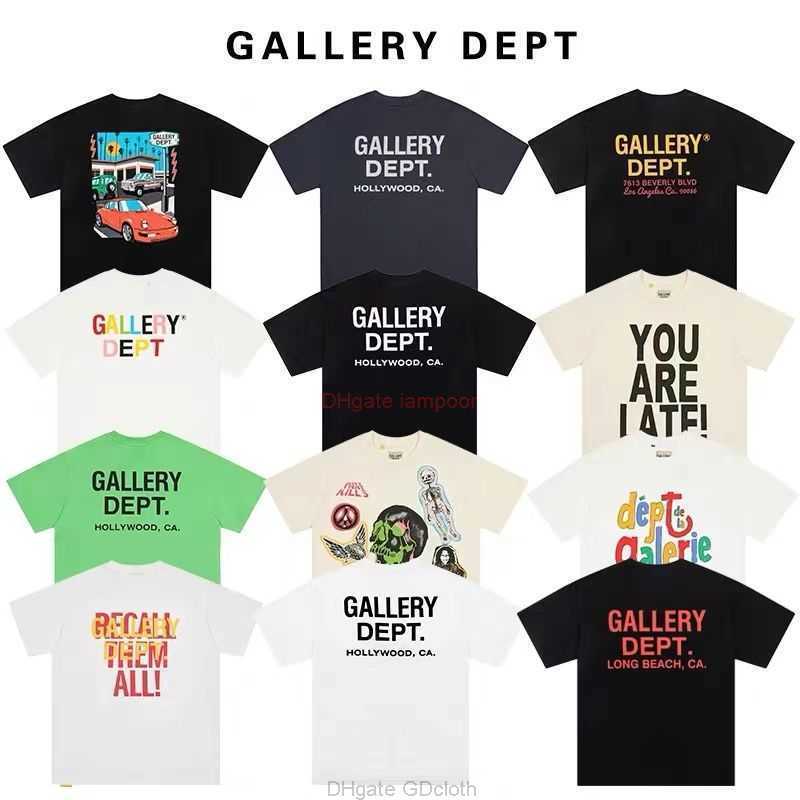 

Designer Fashion Clothing Tees Tshirt Galleryes Depts High Street Vintage Wash Used Fog Loose Cotton Couple Short Sleeve Tshirt Luxury Casual Tops Streetwears Rock, Black and white 1:1 higher version