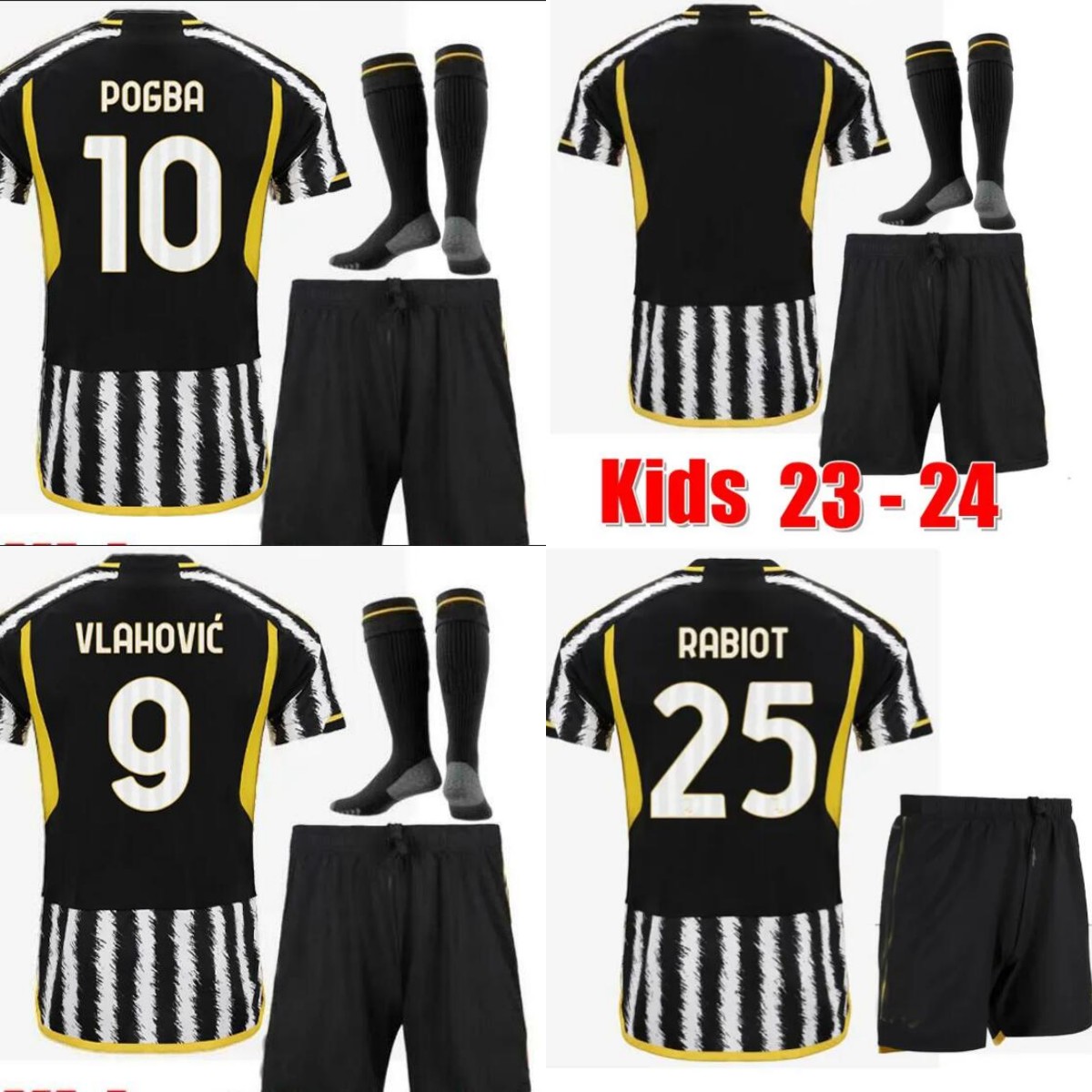 

Juventus kids soccer jerseys VLAHOVIC MILIK 2023 2024 home POGBA CHIESA BONUCCI DANILO LOCATELLI FAGIOLI RABIOT football shirts, Black
