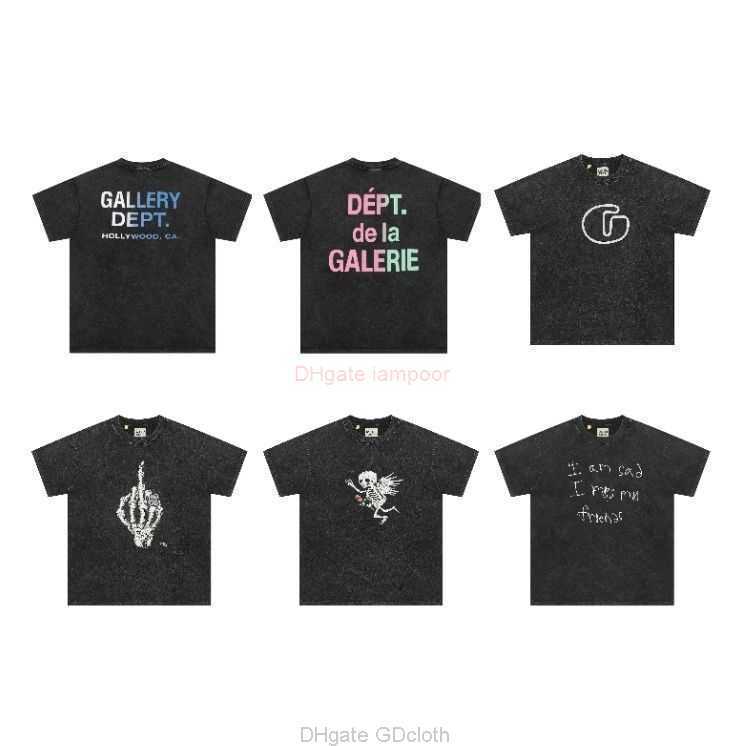 

Designer Fashion Clothing Tees Tshirt Galleryes Depts Letter Printing Washed Old Short Sleeve Cotton Top Loose Small Fashion Brand T-shirt for Men Women Tops for sale, G9- gradient letter wash black