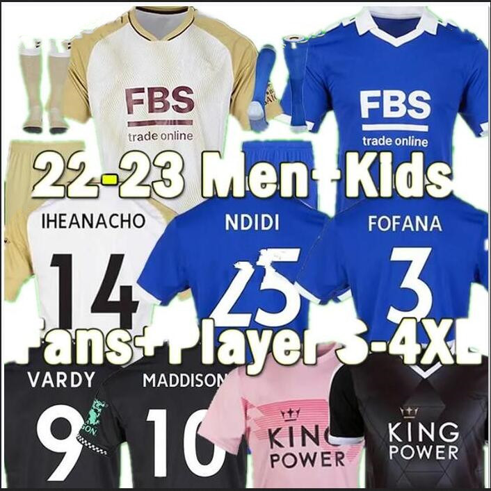 

22-23 Leicester Soccer Jerseys BARNES Tielemans VARDY MADDISON IHEANACHO AYOZE NDIDI DAKA LOOKMAN 2022 2023 City Home Vardy Football Uniforms Men Kdis Kit Shirt
