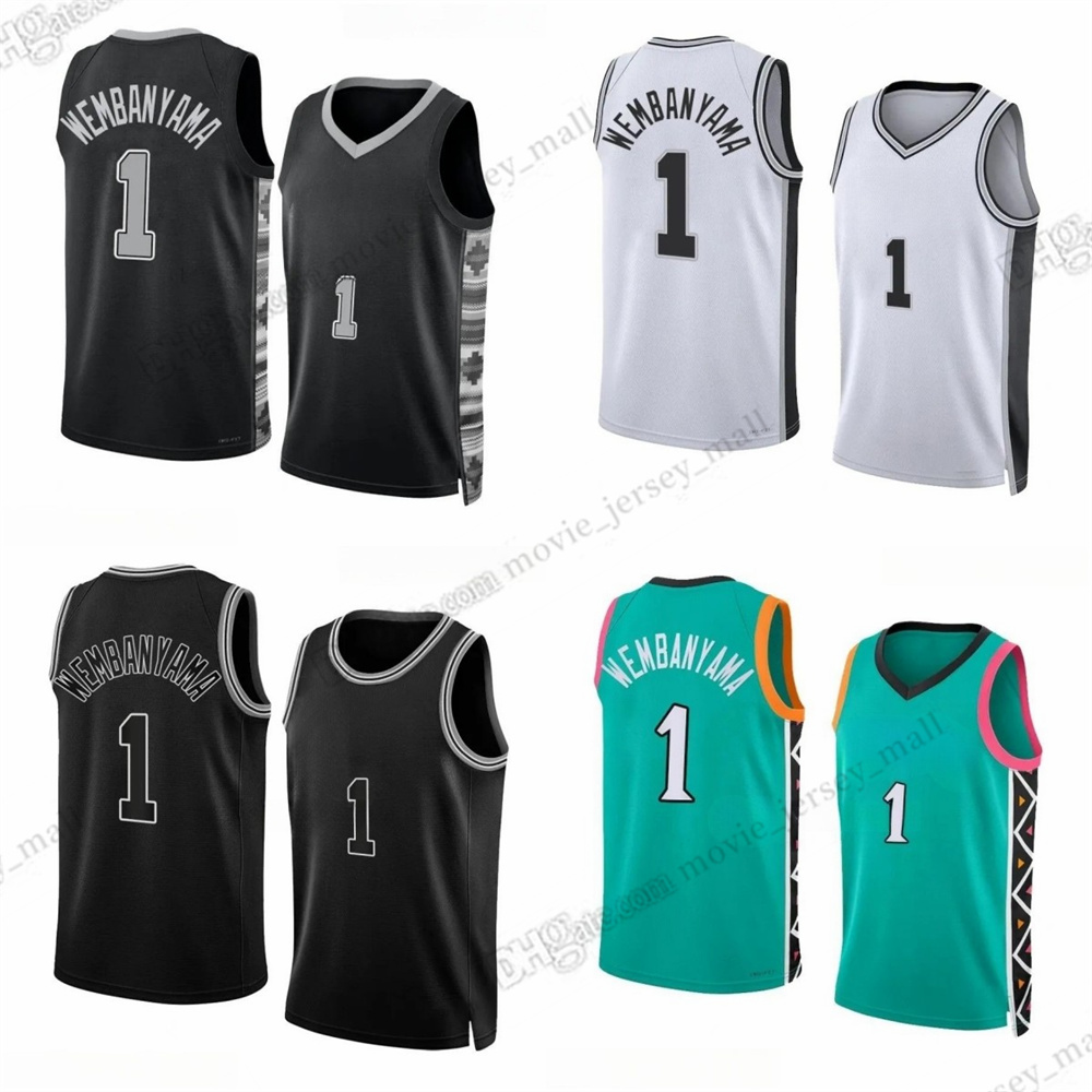 Maillots de basket-ball Victor Wembanyama S-XXL 2023-24 First Draft blanc noir ville Nouveau maillot imprimé