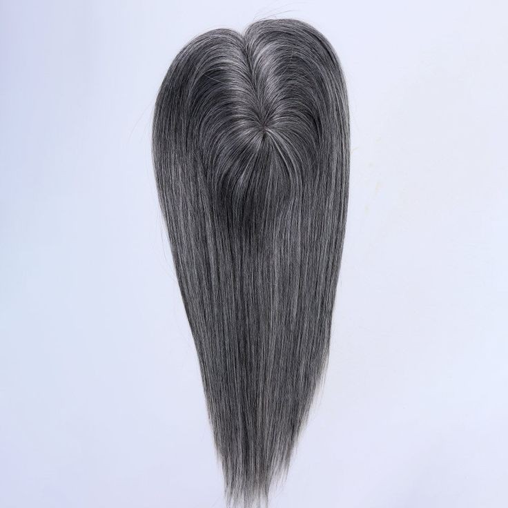 

Mono human hair topper Salt and pepper color mixed silver grey hair toppers hairpiece 130%density women gray hair piece 3x5"custom 20day, Like pic