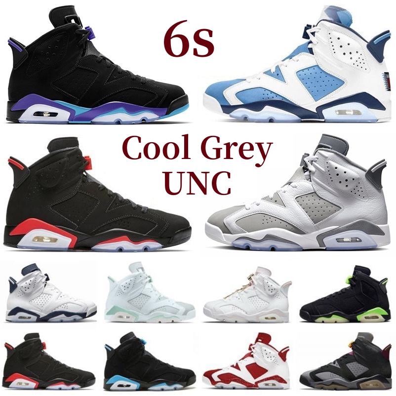 

6 6s Mens Basketball Shoes Sneaker Aqua Cool Grey Toro Metallic Silver Georgetown UNC Red Oreo Midnight Carmine Black Infrared Metallic Silver Sports Sneakers