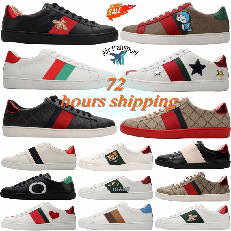 

2023 Luxury Designer Shoes Mens Italy Bee Ace Casual Shoes Women White Flat Leather Shoe Green Red Stripe Embroidered Couples Trainers Sneakers Size 35-46, 16