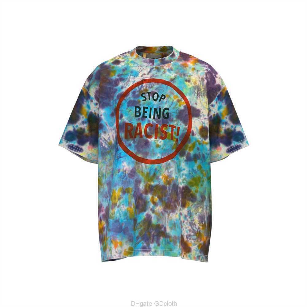 

Designer Fashion Clothing Tees Tshirt Galleryes Depts Tie Dyed Letter Printing Short Sleeve High Street Fashion Brand Loose American Casual Wash Tshirt Luxury Casu, Blue