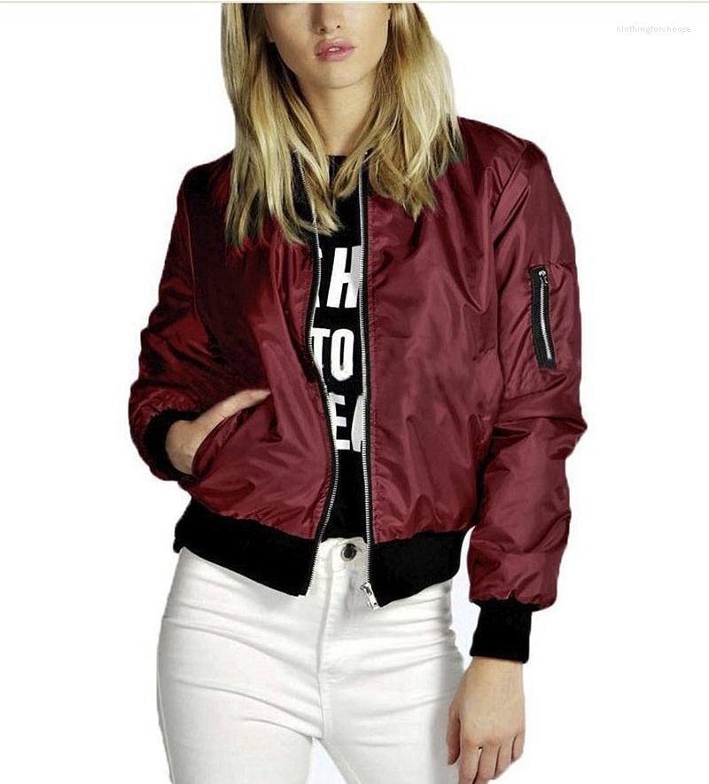 

Women' Jackets Autumn Flight Jacket Women Casual Slim Bomber Solid Stand Collar Outerwear Young Girl Long Sleeve Tops Coat Woman Clothes, Army green