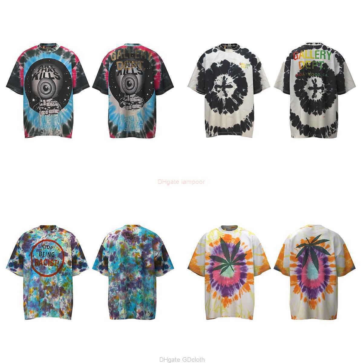 

Designer Fashion Clothing Tees Tshirt Galleryes Depts Coconut Tree Water Wash Tie Dye Fashion Mens Summer Fashion Casual Pure Cotton Short Sleeve Tshirt for Men Wome, Black ss d86